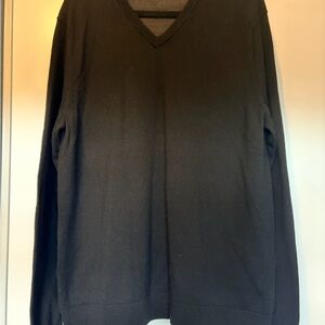 Calvin Klein Men's Black 100 Percent Superfine Merino Wool V-Neck Sweater